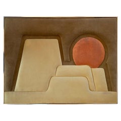 Rusty Mesas by Ron Brejftus Sculptural Textile Wall Art 1970s