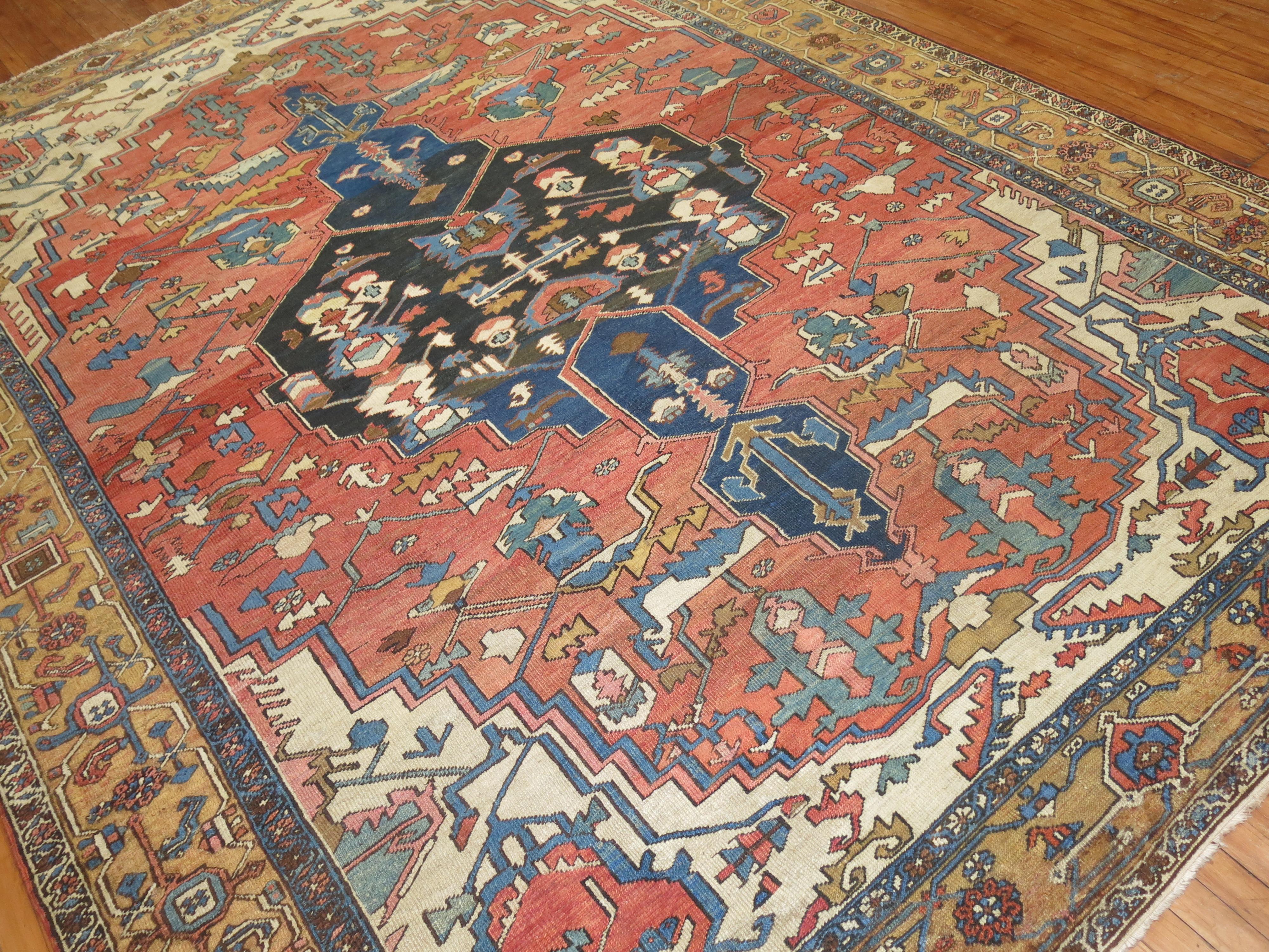 Serapi Zabihi Collection Antique Persian Heriz Rug For Sale