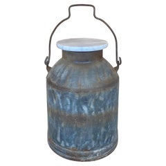 Antique Rusty Primitive Milk Jug Drink Table