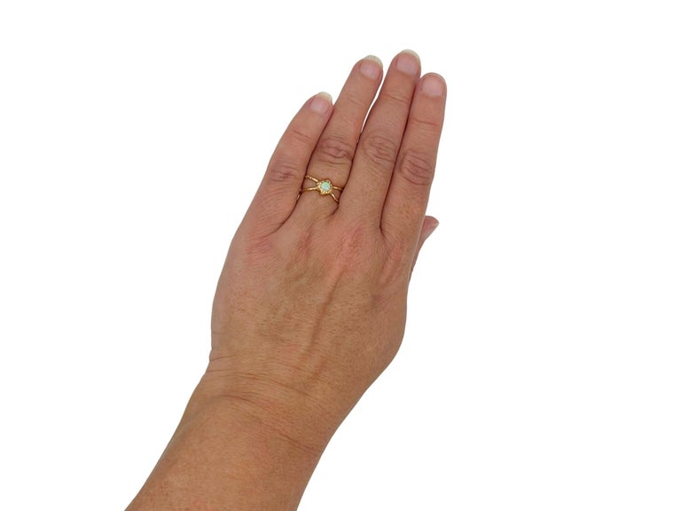 Rusty Thought Opal Infinite Shield Ring 18k Yellow Gold Crossed  