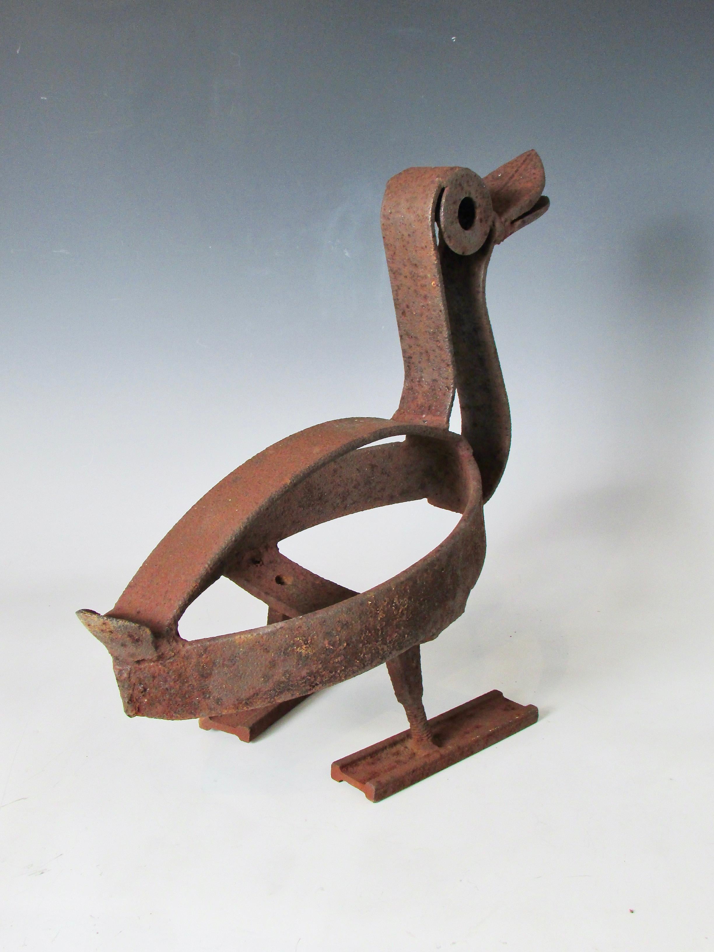 Rusty Whimsical Folk Art Welded Yard Art Duck Sculpture 1