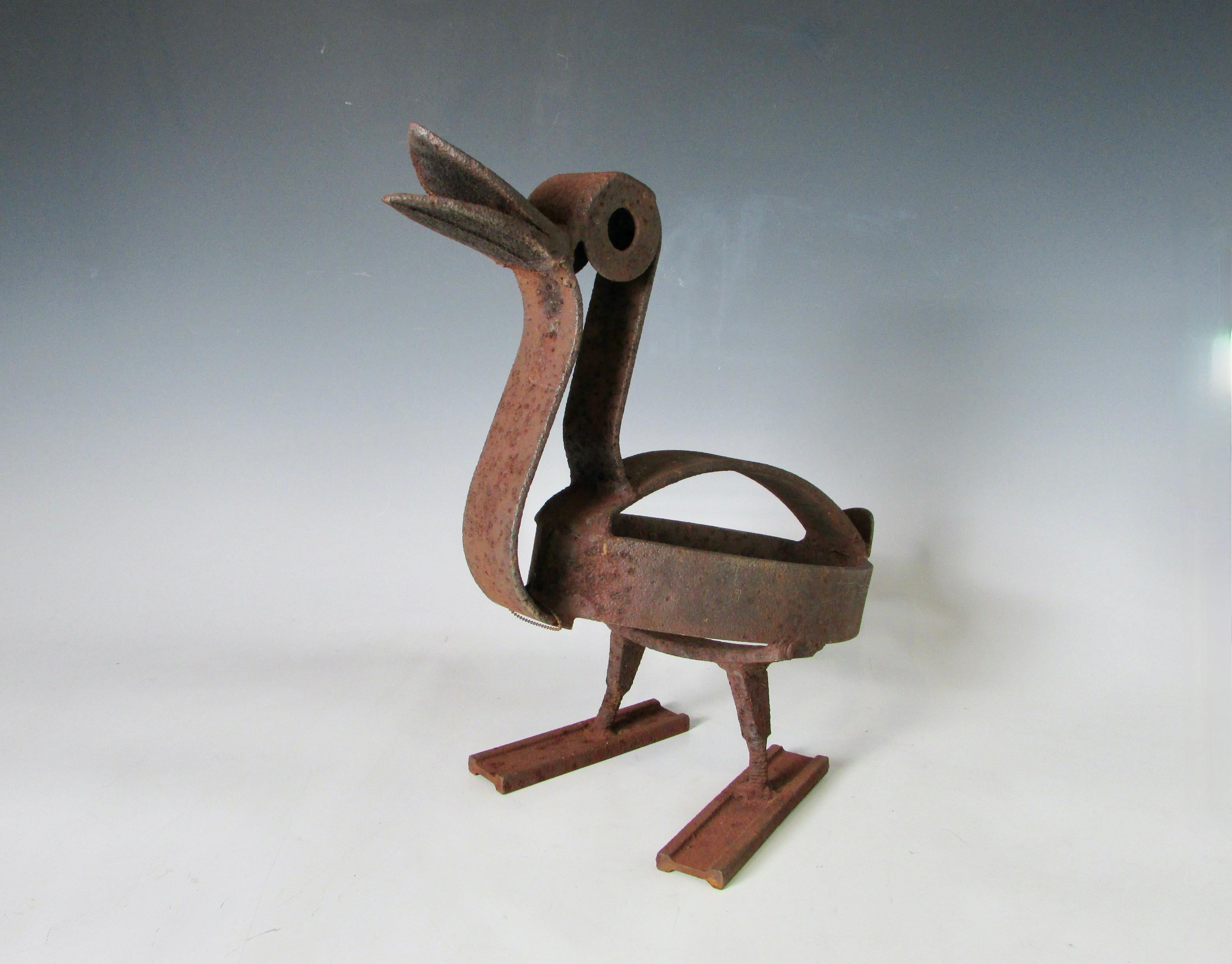 To me this is so expressive I had to list it. Fun whimsical yard art. Heavy steel pieces welded to gather in abstract style.