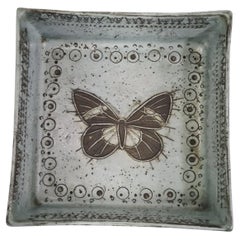 Rut Bryk Butterfly Wall Relief/ Box in Pastil Blue, Circa 1950s, Arabia