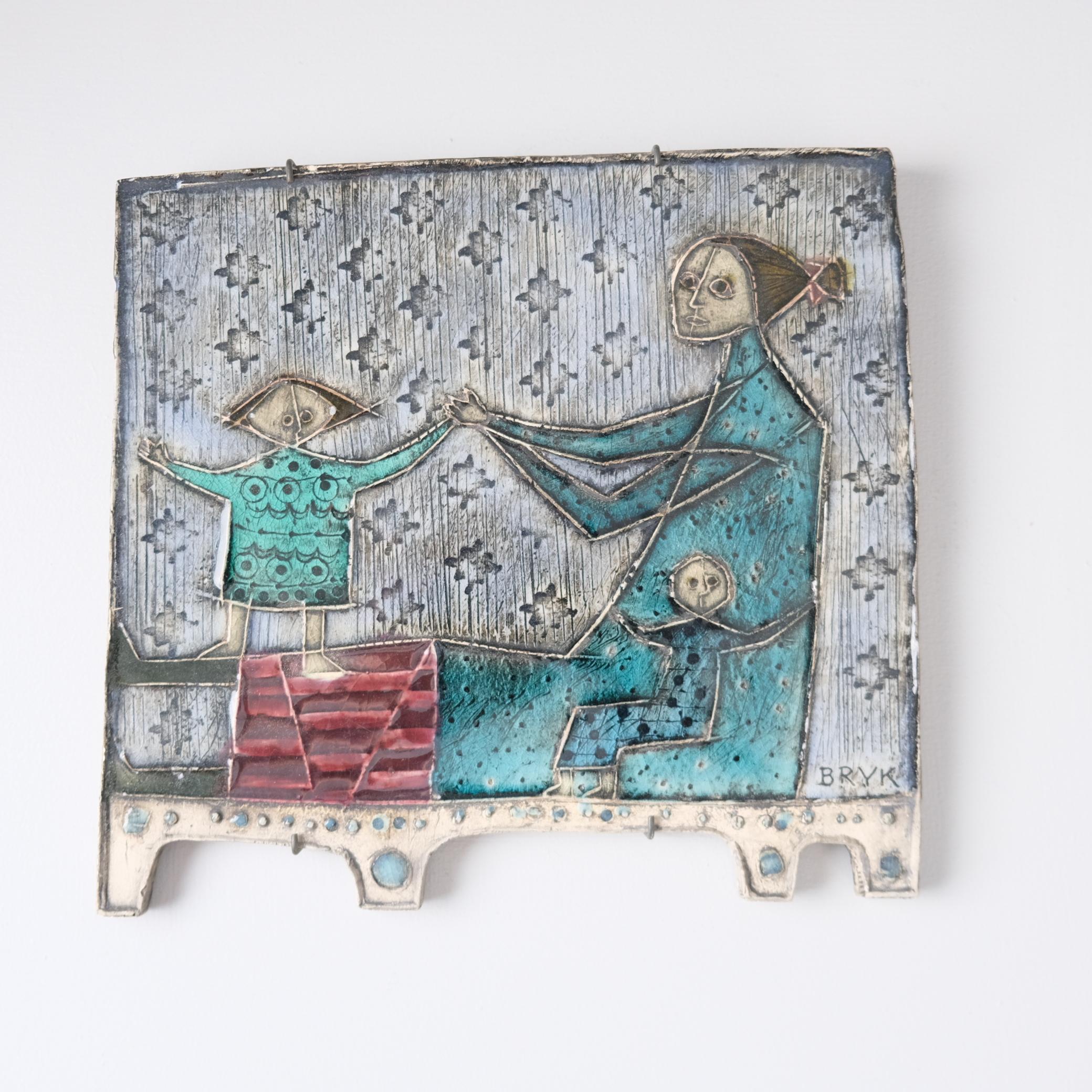 Rut Bryk Mutter und Kinder Keramik-Wandrelief „Play, 1957“ Arabia im Angebot 8