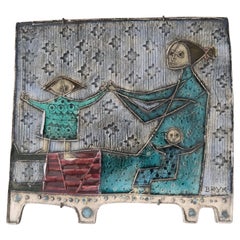 Rut Bryk Mother & Child Rilievo murale in ceramica "Play, 1957 " Arabia