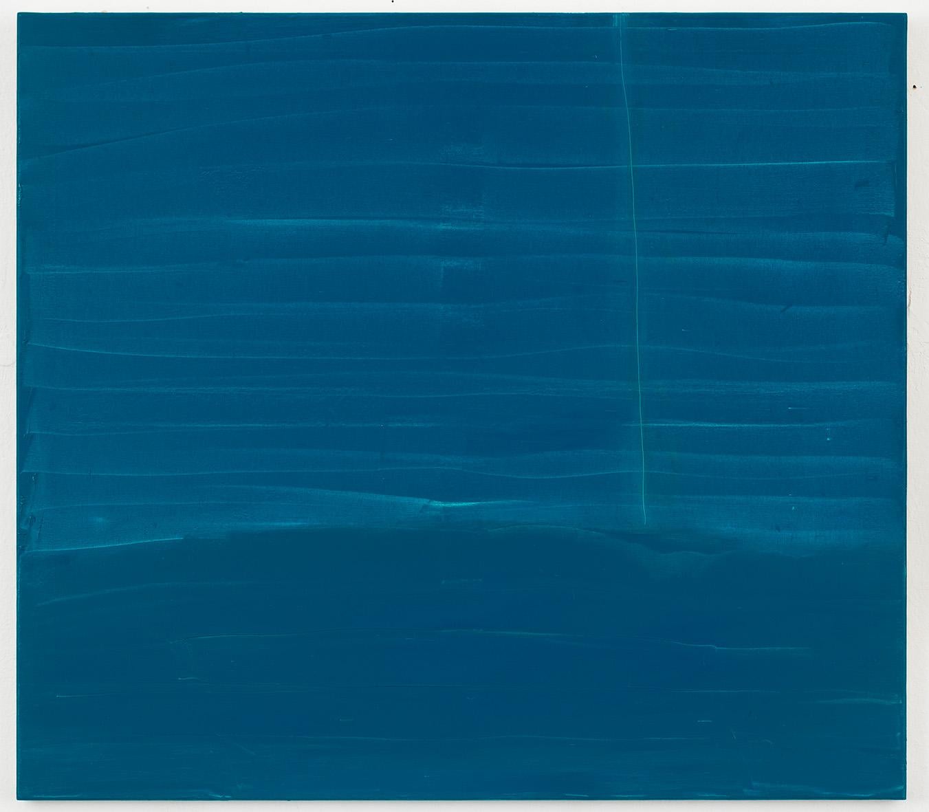 Minimalist bright blue abstract painting on canvas by contemporary artist
