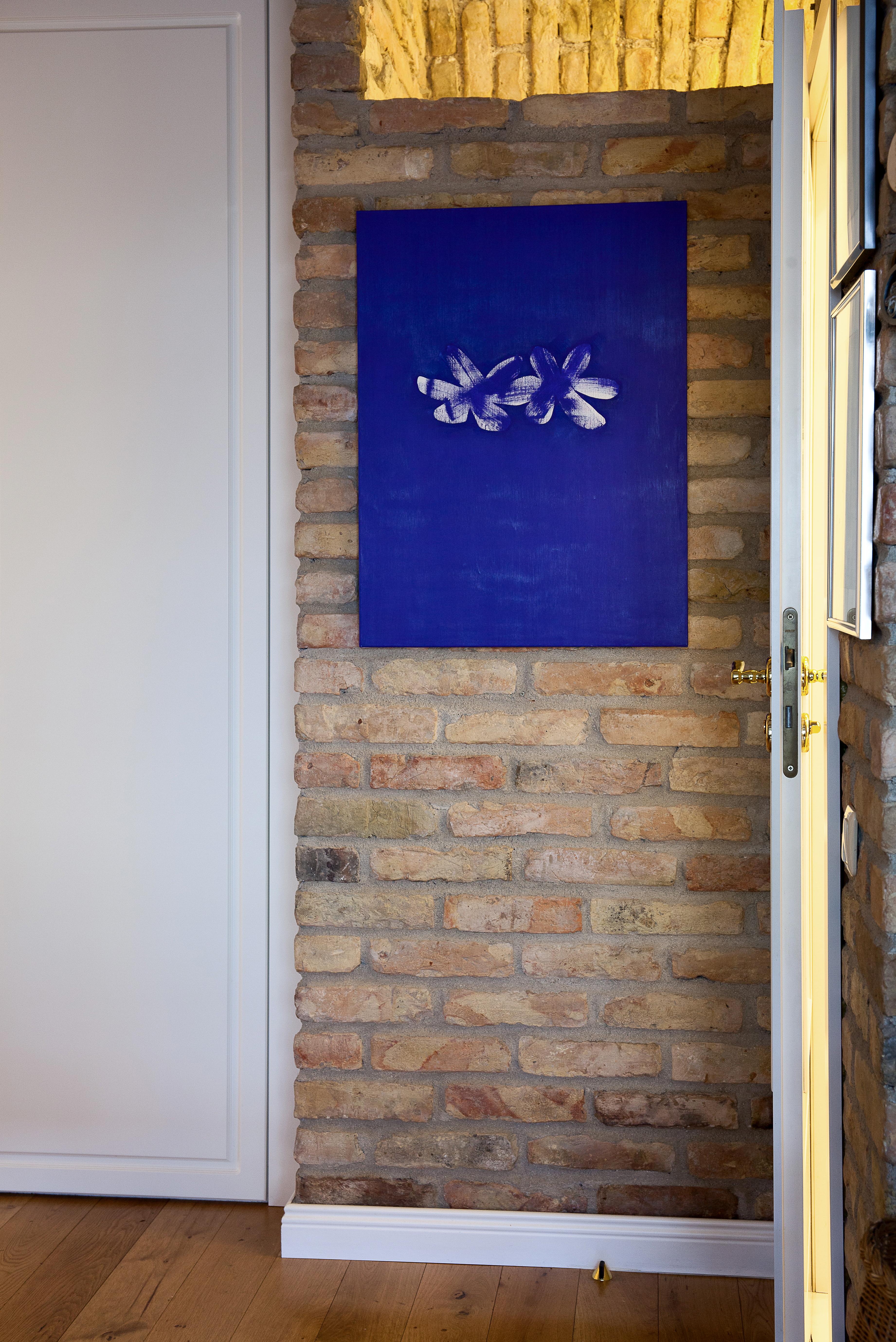 Öl auf Leinwand - ultramarinblaue Farbe - 