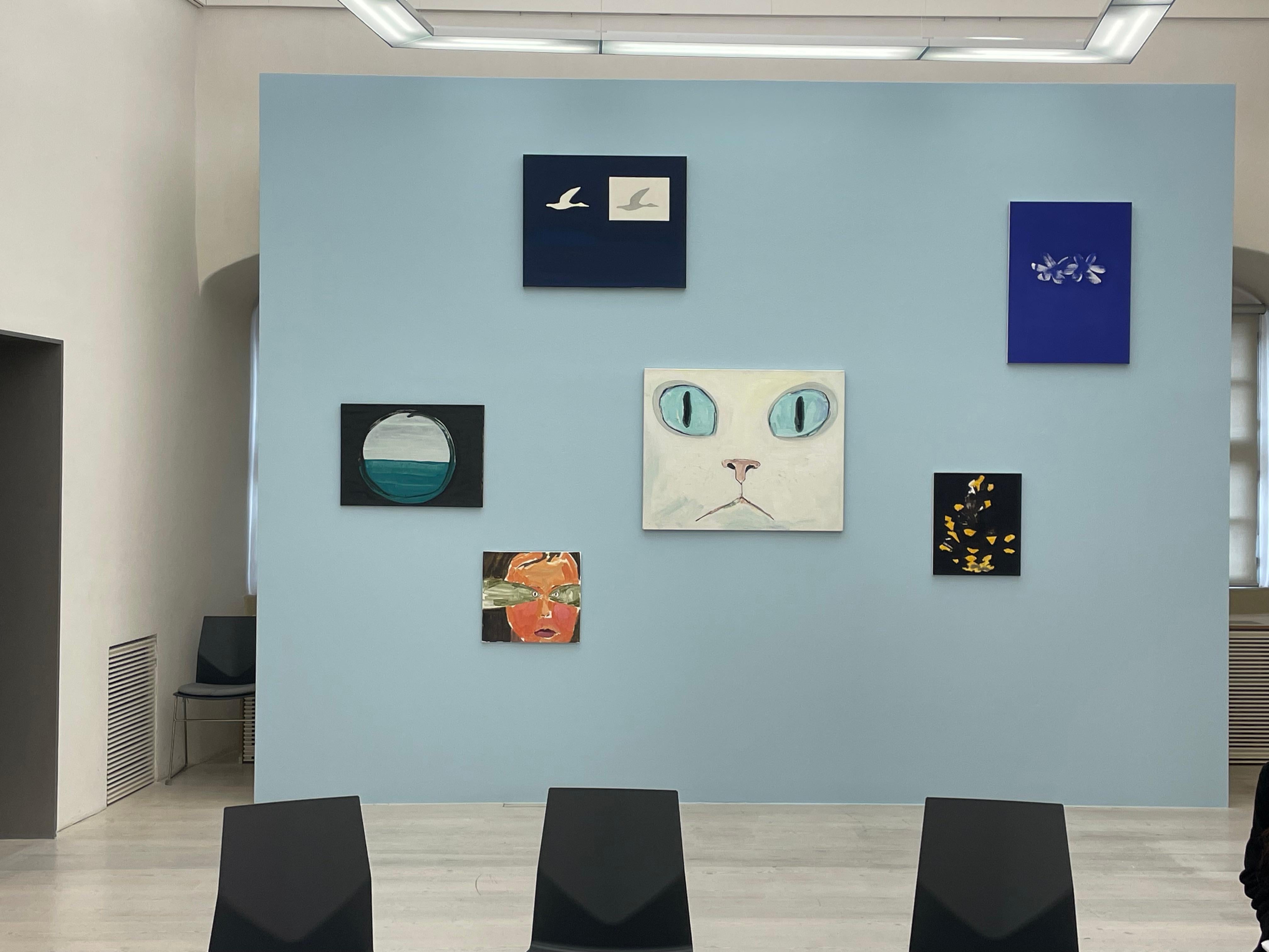 Öl auf Leinwand - ultramarinblaue Farbe - 