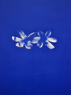 Öl auf Leinwand - ultramarinblaue Farbe - "Veilchen" von aufstrebendem Künstler