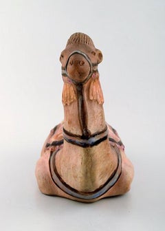 Rutebo Leksand, Sweden, Large Money Box in Shape of a Camel in Glazed Stoneware