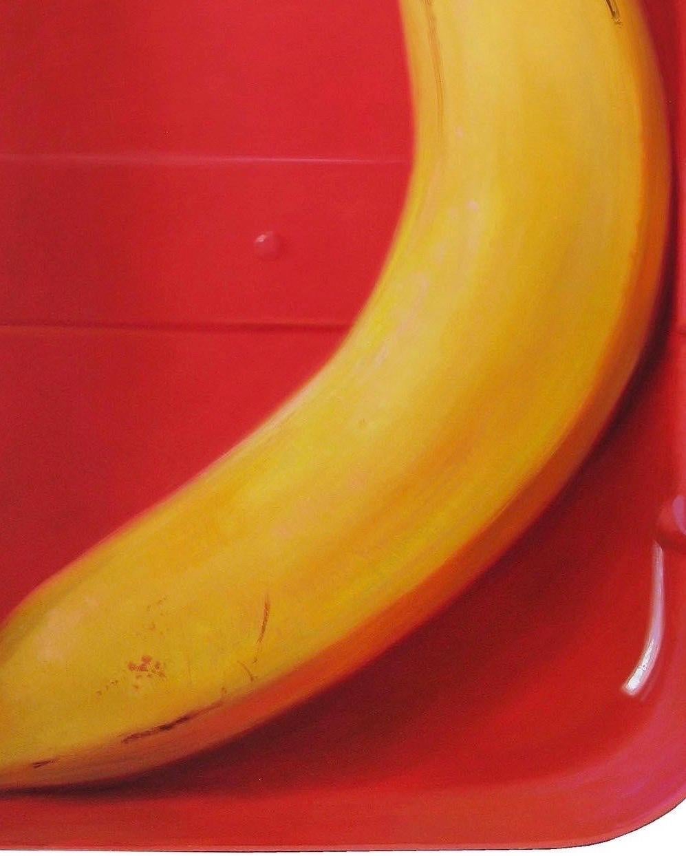 Banana in red Lunchbox XL-  21st Century Contemporary Modern Stilllife Painting  1