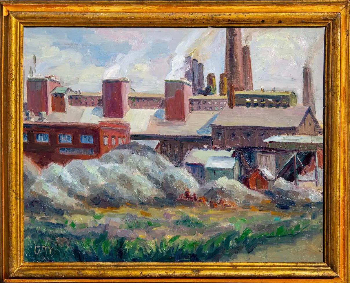 Ruth A. Haven Gay Landscape Painting - Buffalo, NY Steel Mill American Scene Modernism WPA Era Industrial 20th Century
