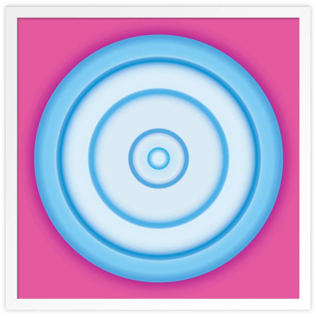Blauer Kreis auf Fuchsia im Angebot 1