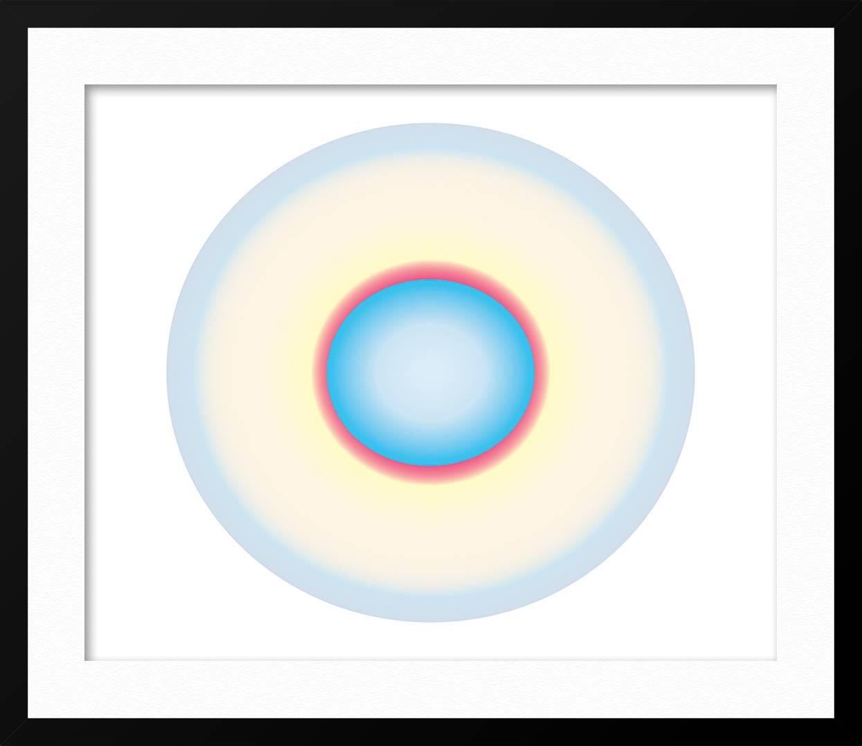 Blue to Light Blue Circle - White Abstract Print by Ruth Adler