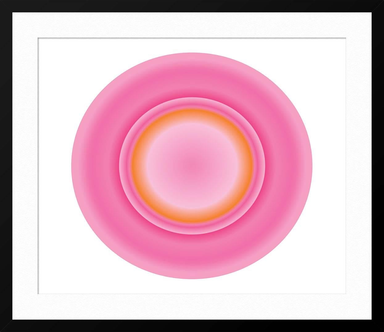 Fuchsia and Orange Circle - Pink Abstract Print by Ruth Adler