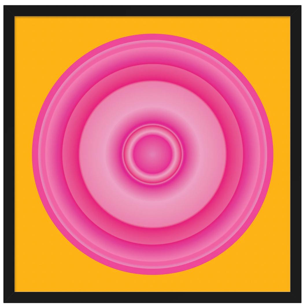 ABOUT THIS PIECE: Color is the foundation of this Canadian artist's work. Her circles start as a mood or idea that eventually evolve into a colored circle. She is curious how different colors interact when they're placed next to each other. Within a
