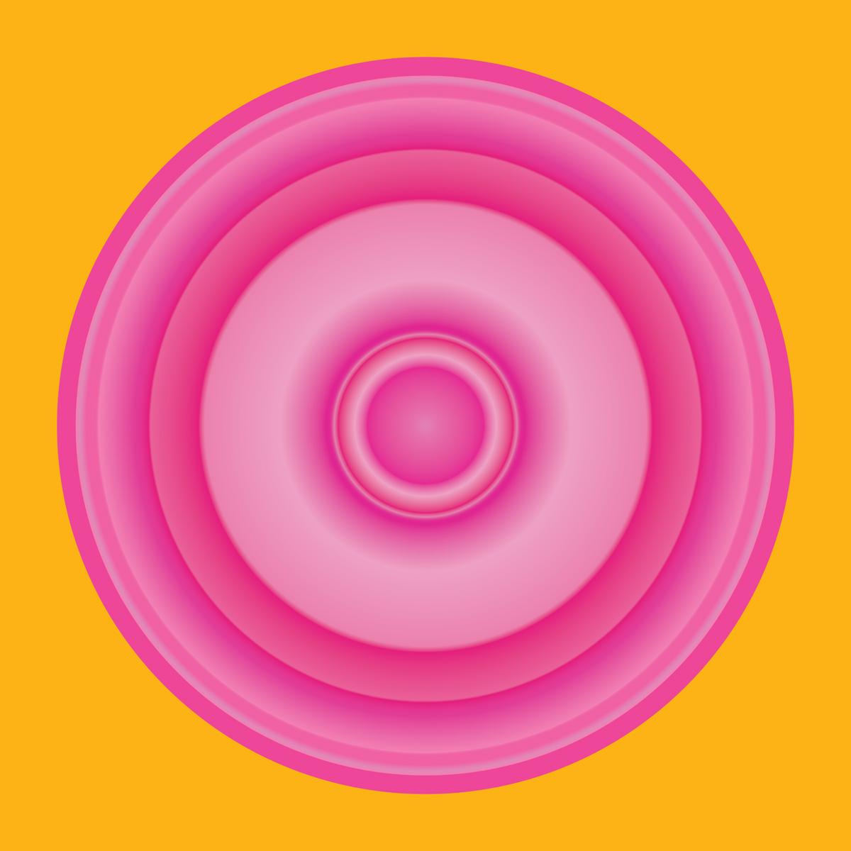 Ruth Adler Abstract Print - Magenta Rings