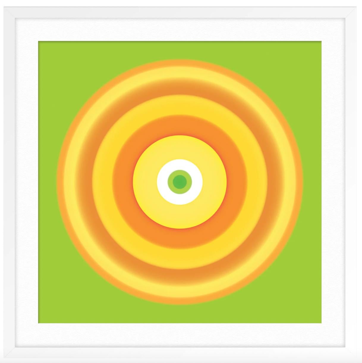 Tiger Circle on Green - Yellow Abstract Print by Ruth Adler