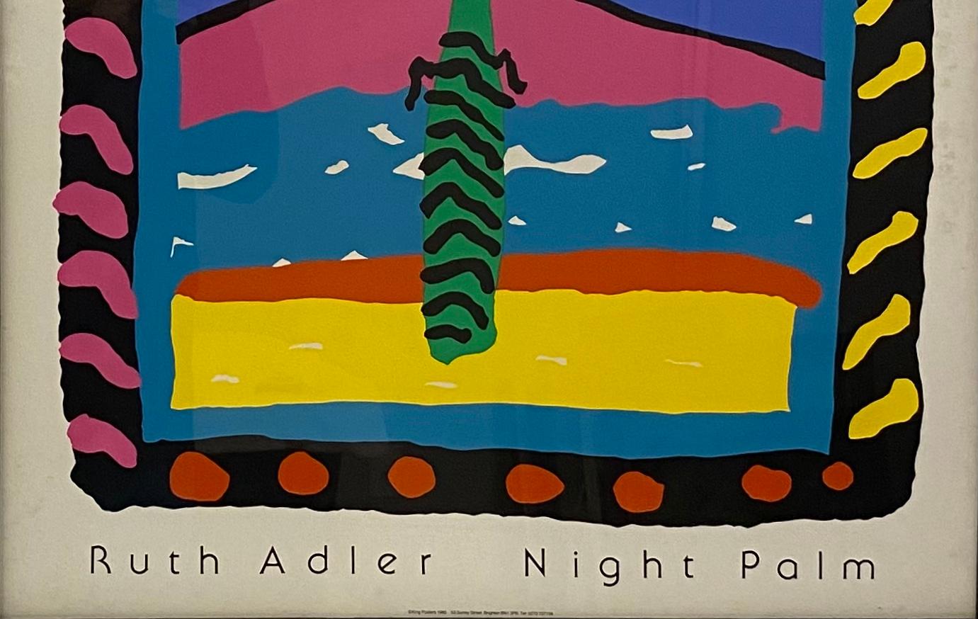British Ruth Adler Night Palm Art Poster, Dated 1985