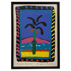 Vintage Ruth Adler Night Palm Art Poster, Dated 1985