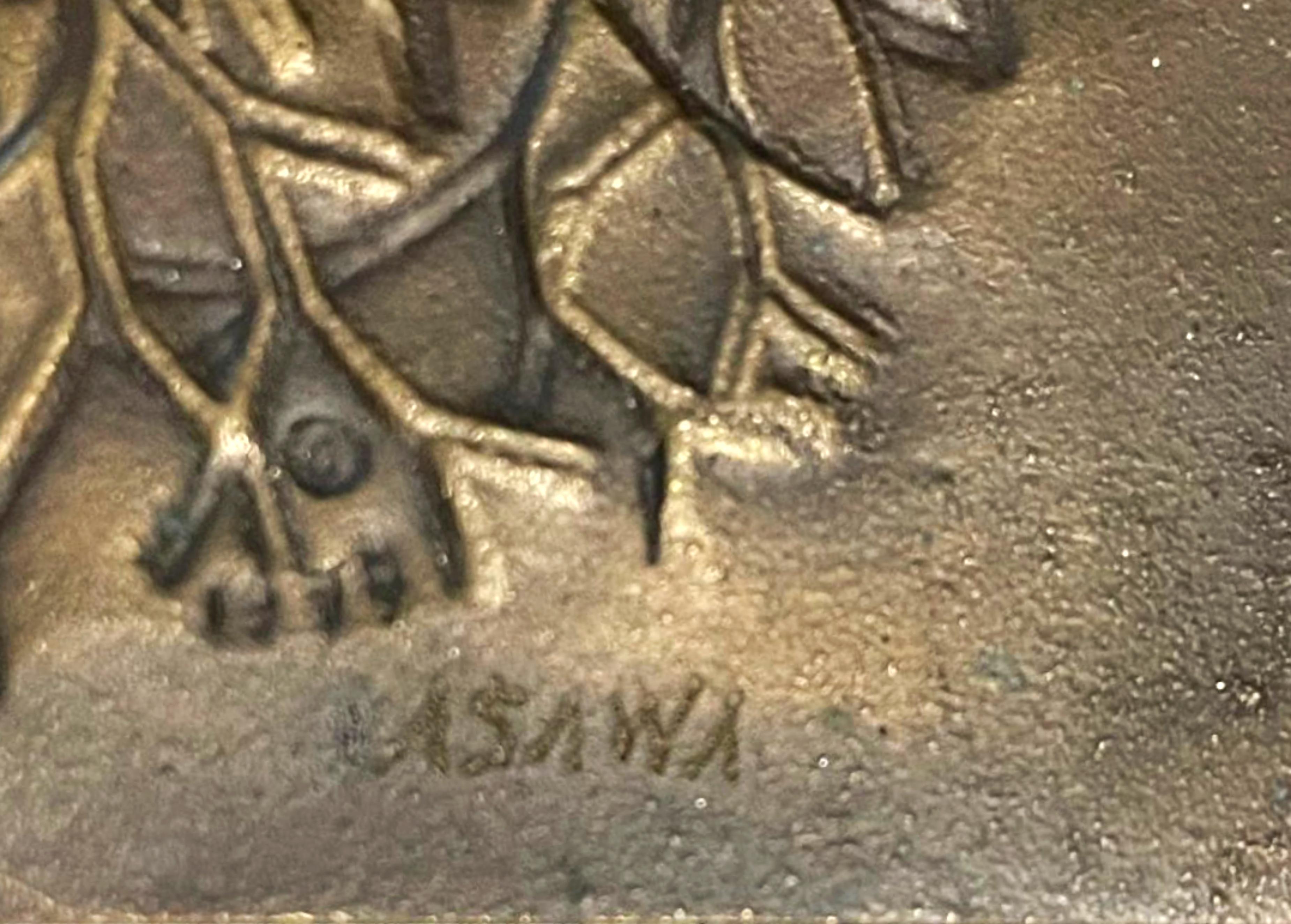 70er Jahre Bronze Blume Skulptur Plaque limitierte Auflage Signiert, Berkley Arts Foundry (Abstrakt), Sculpture, von Ruth Asawa