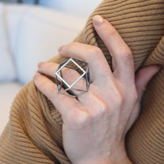 RUTH BERRIDGE 1960 Architectural Three-Dimensional Ring In Sterling Silver