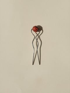 Ruth Berridge Hair Pin Sterling Silver with Ceramic Bead Modernist 1950's