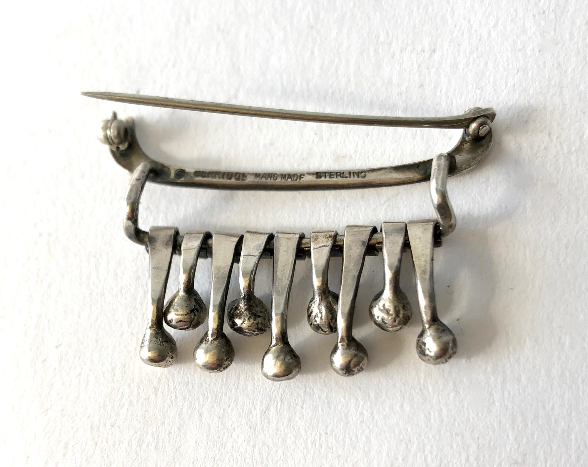 Ruth Berridge Sterling Silver American Modernist Dangle Brooch In Good Condition In Palm Springs, CA