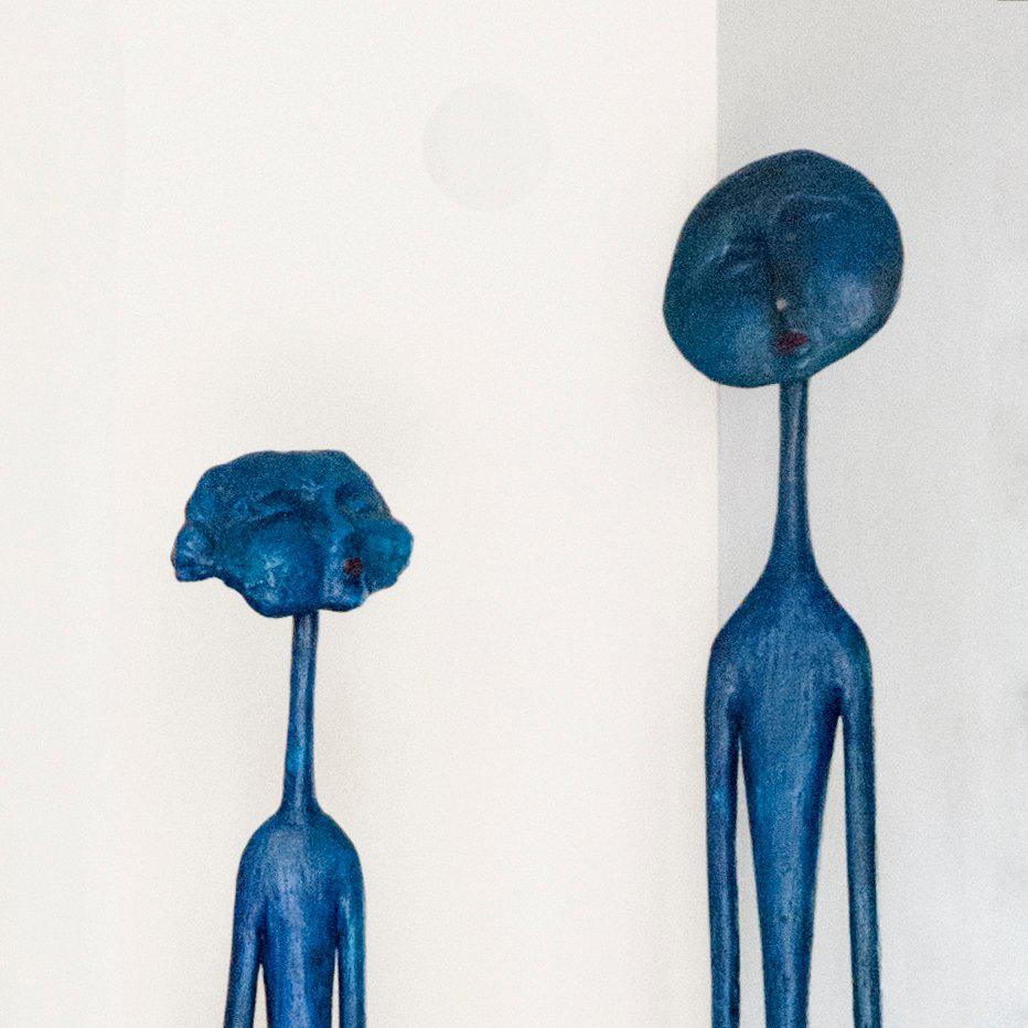 Beautiful Blue (He & She) two bronze sculptures - Sculpture by Ruth Bloch