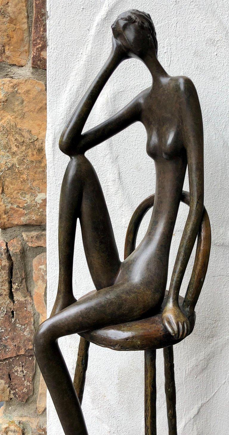 Figure on a Stool - Sculpture by Ruth Bloch
