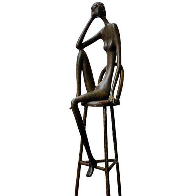 Figure on a Stool - Contemporary Sculpture by Ruth Bloch