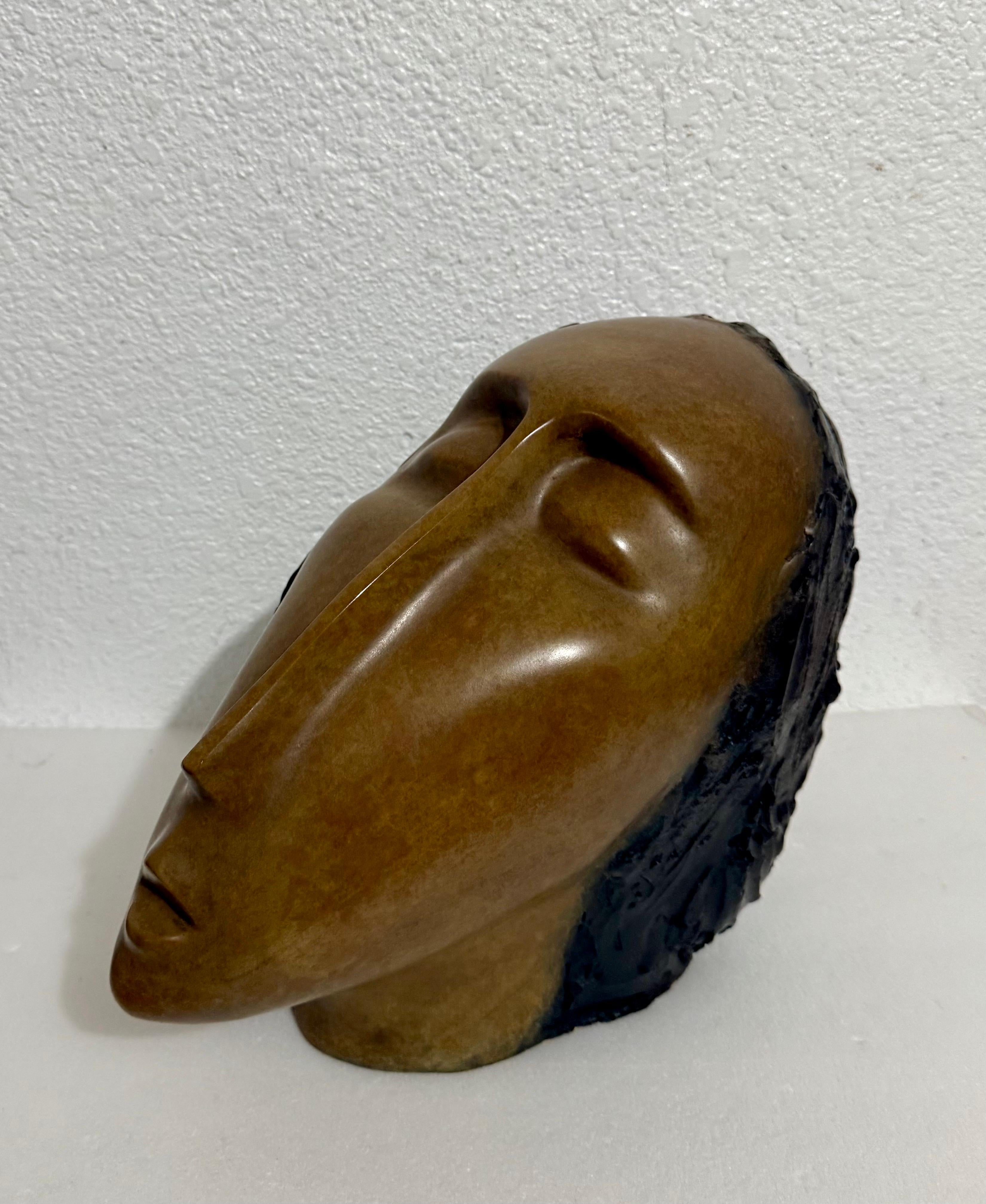 Gran Escultura de Bronce Cabeza de Mujer, Según Modigliani, Ruth Bloch Artista Israelí en venta 13