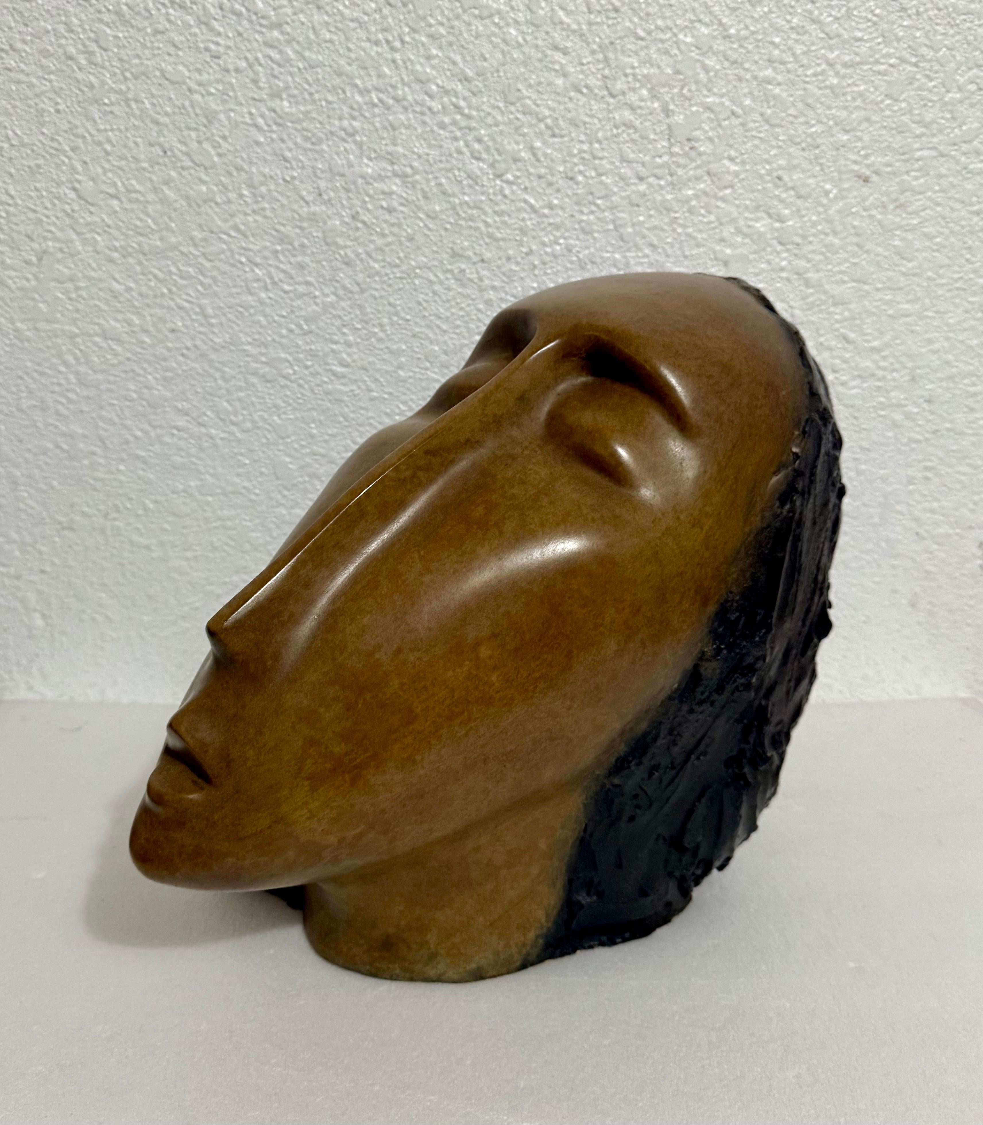 Gran Escultura de Bronce Cabeza de Mujer, Según Modigliani, Ruth Bloch Artista Israelí en venta 14