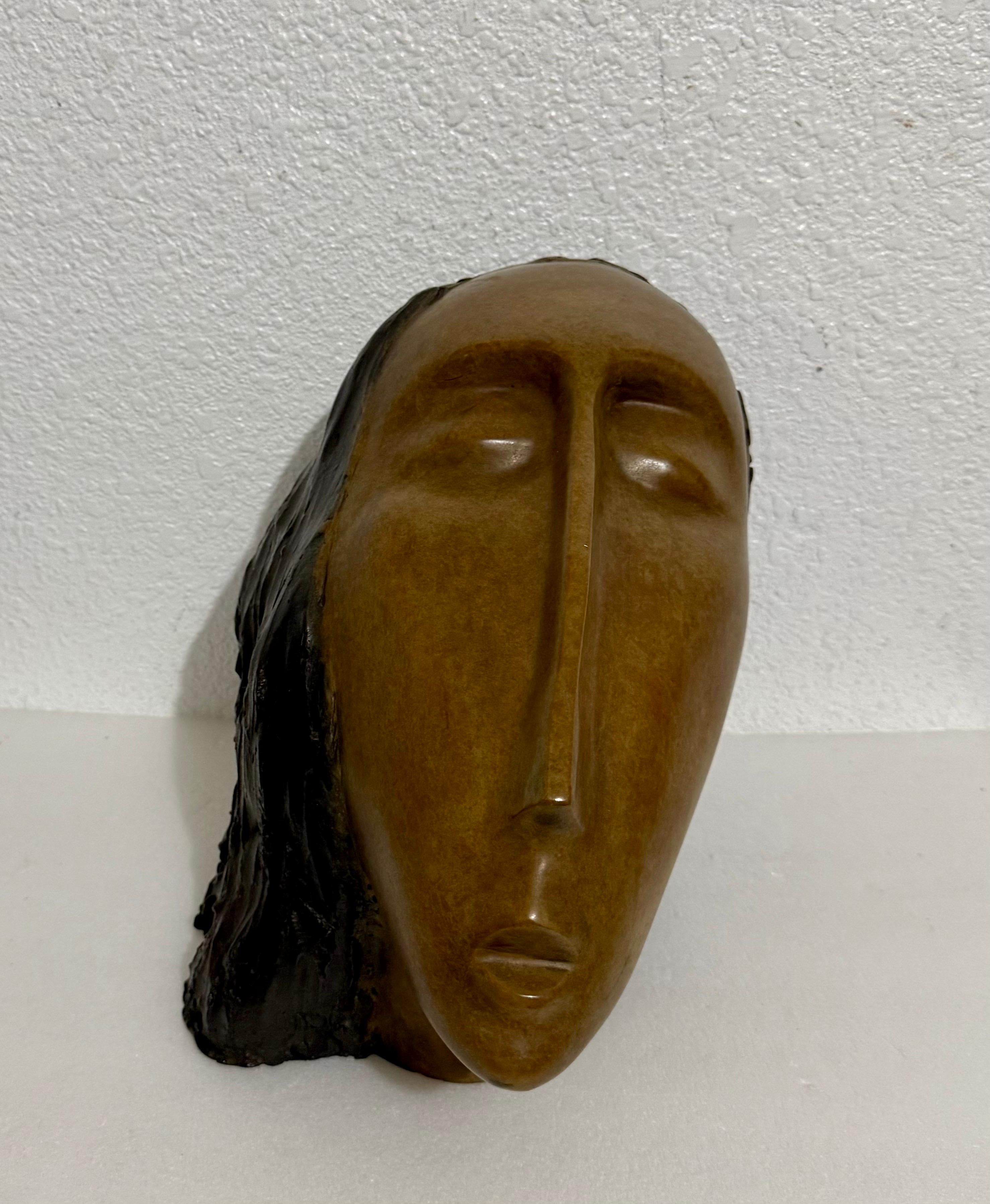 Gran Escultura de Bronce Cabeza de Mujer, Según Modigliani, Ruth Bloch Artista Israelí en venta 15