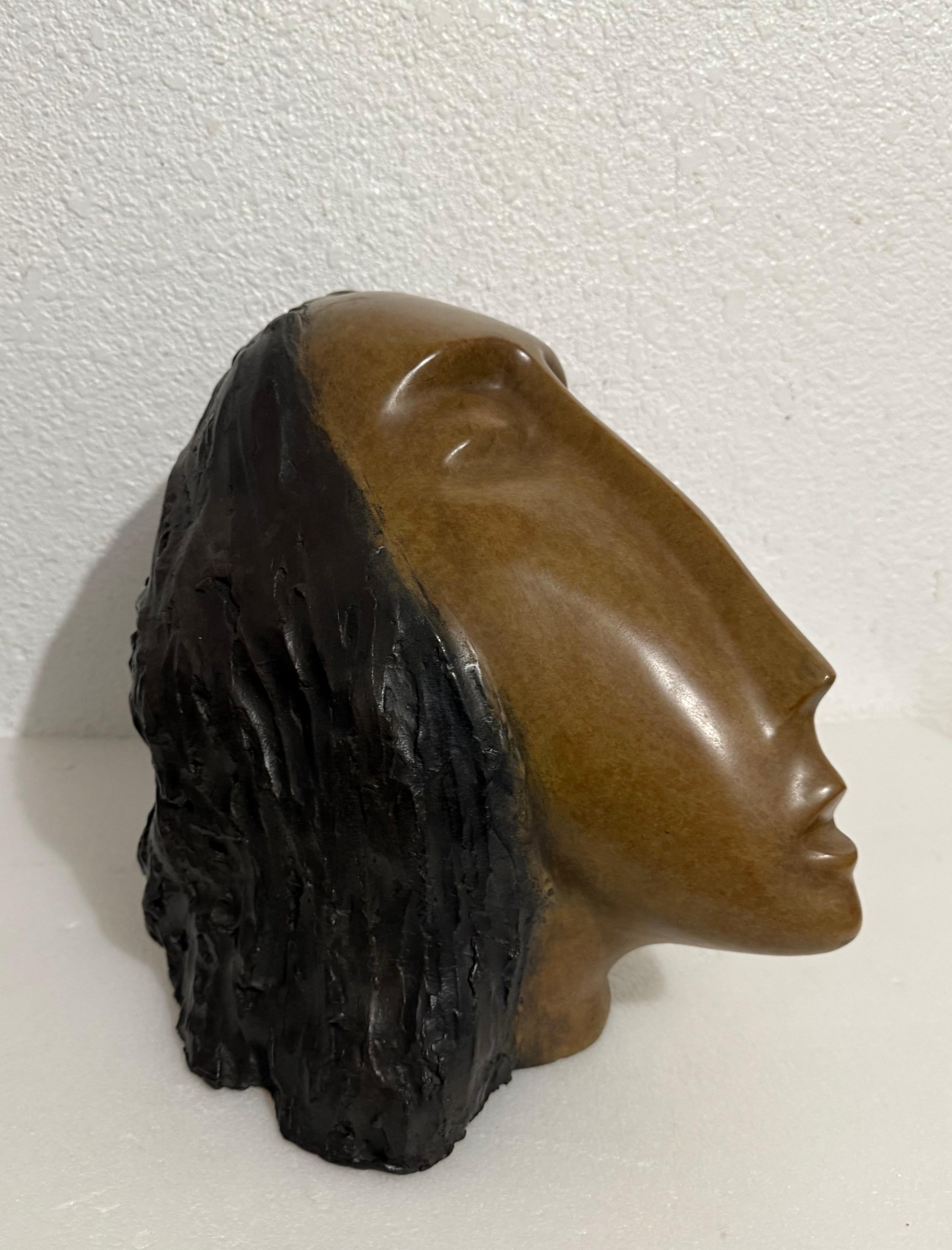 Gran Escultura de Bronce Cabeza de Mujer, Según Modigliani, Ruth Bloch Artista Israelí en venta 2