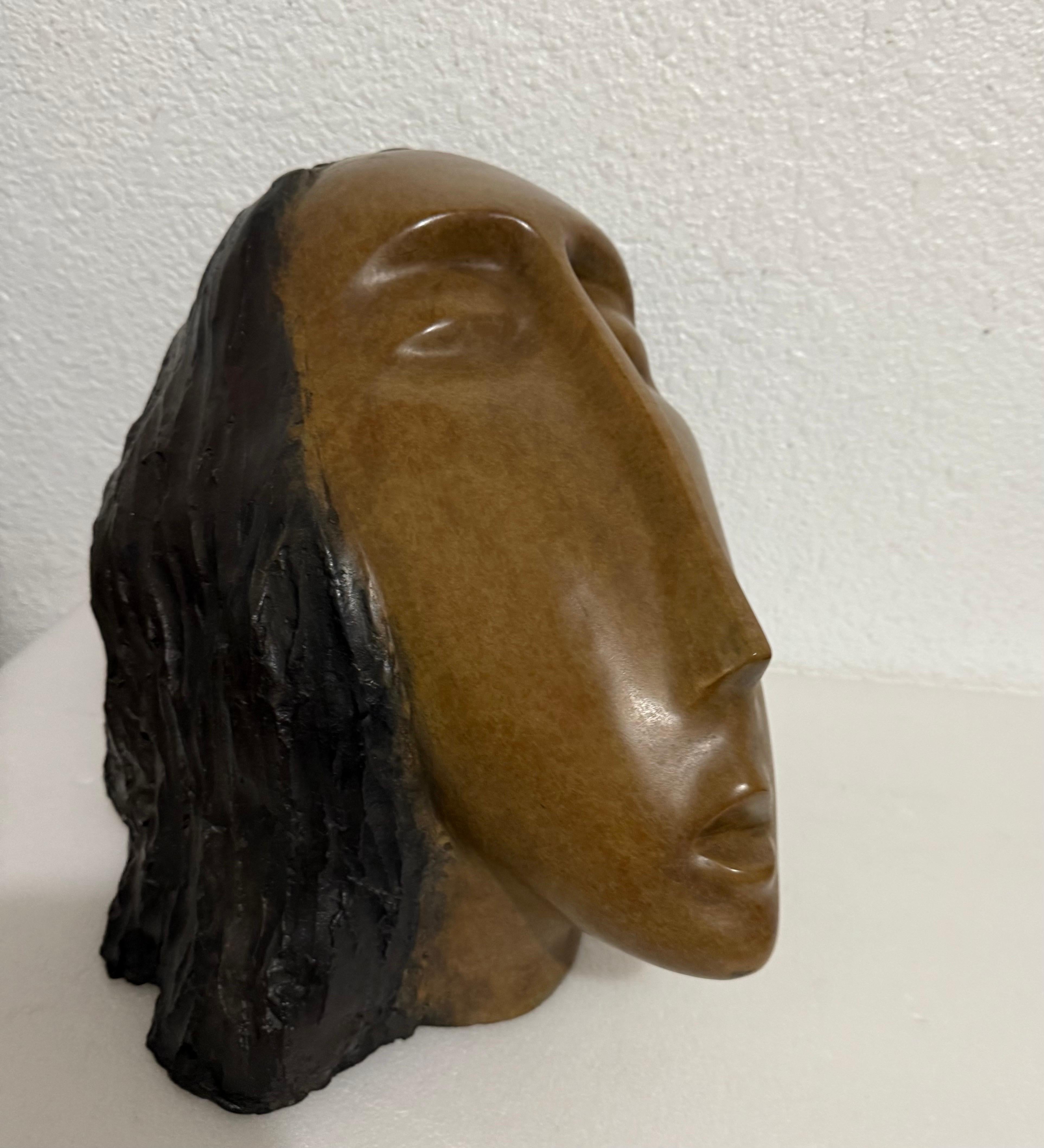Gran Escultura de Bronce Cabeza de Mujer, Según Modigliani, Ruth Bloch Artista Israelí en venta 3