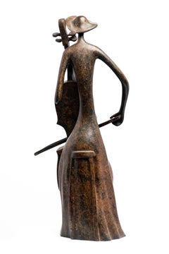 Ruth Bloch, violoncellista, musicista donna, violoncello,  scultura in bronzo