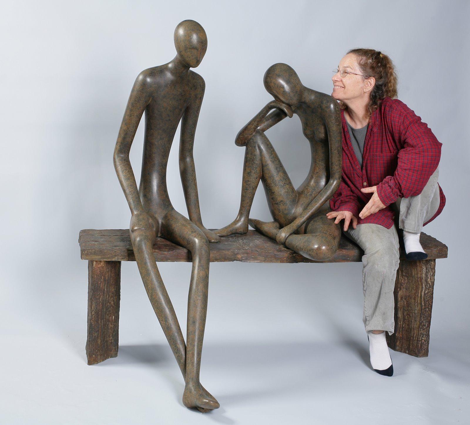 Ruth Bloch, Couple on a large bench For Sale 1