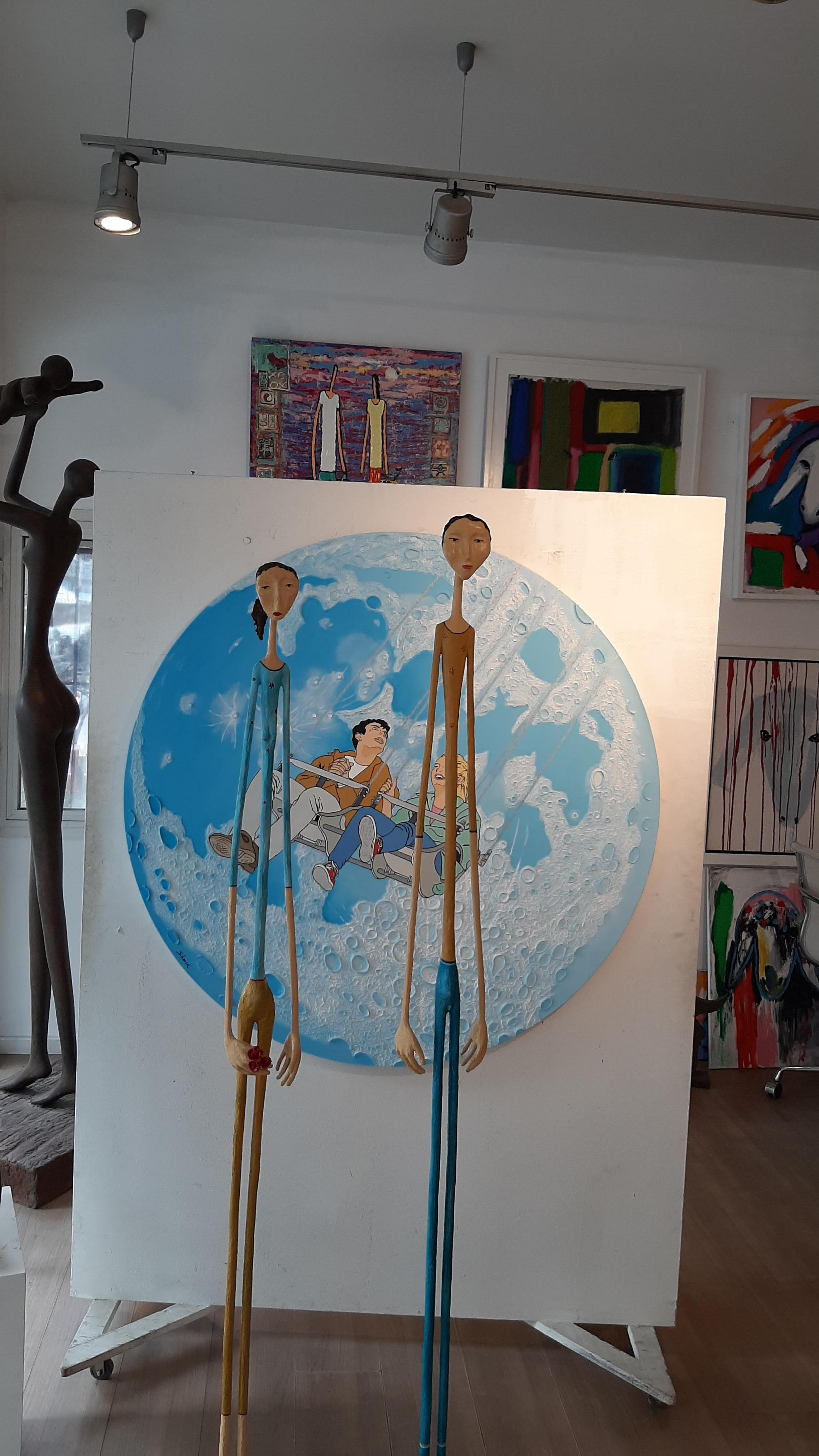 Ruth Bloch, Long Figures, couple de sculptures peintes à la main en vente 3