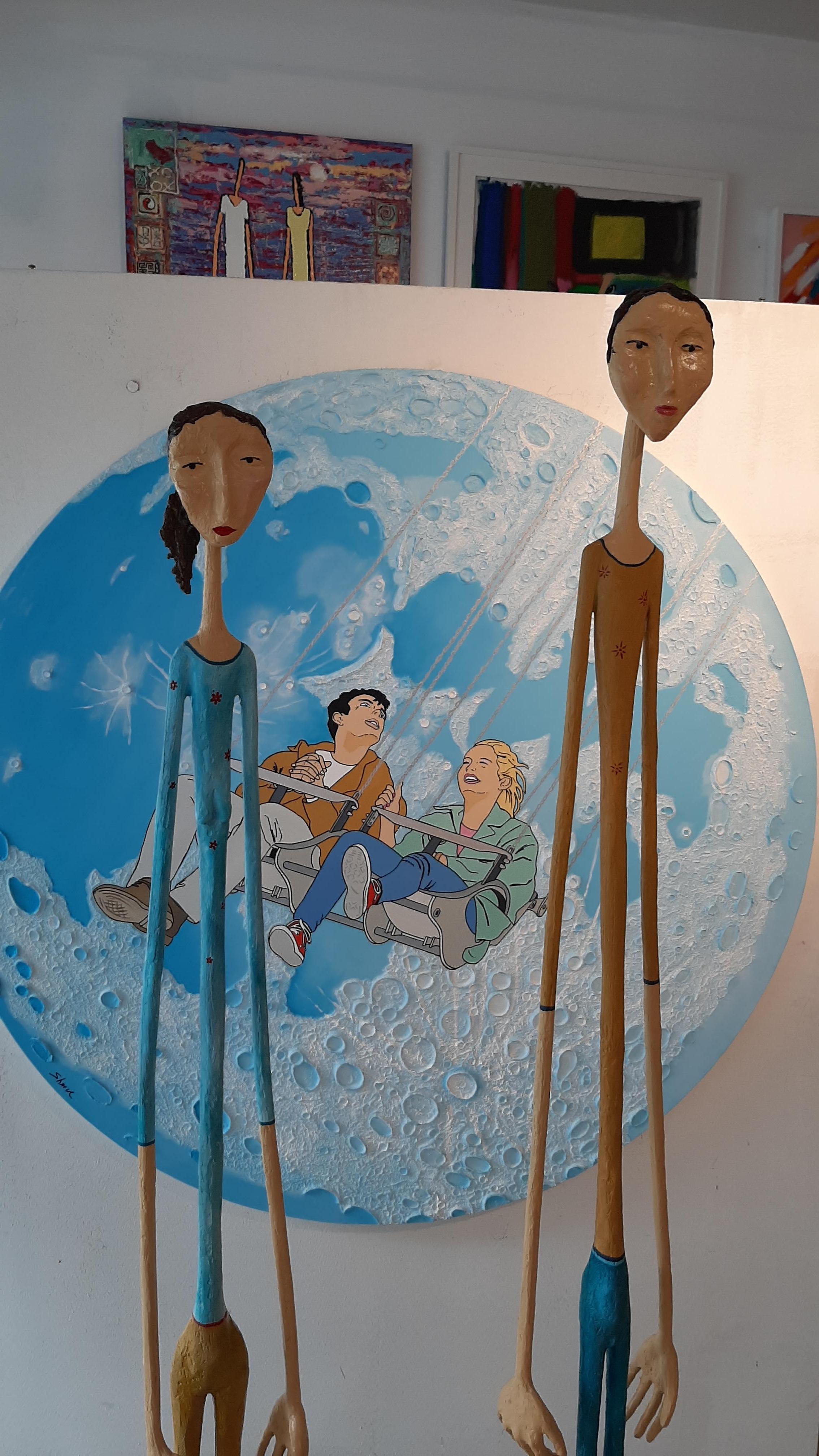 Ruth Bloch, Long Figures, couple de sculptures peintes à la main en vente 5