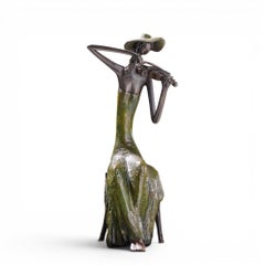 Ruth Bloch Geige spielende Frau Israelische Bronzeskulptur