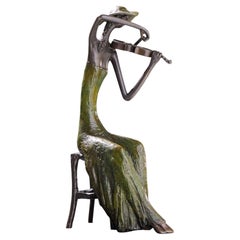 Ruth Bloch Geige spielende Frau Israelische Bronzeskulptur