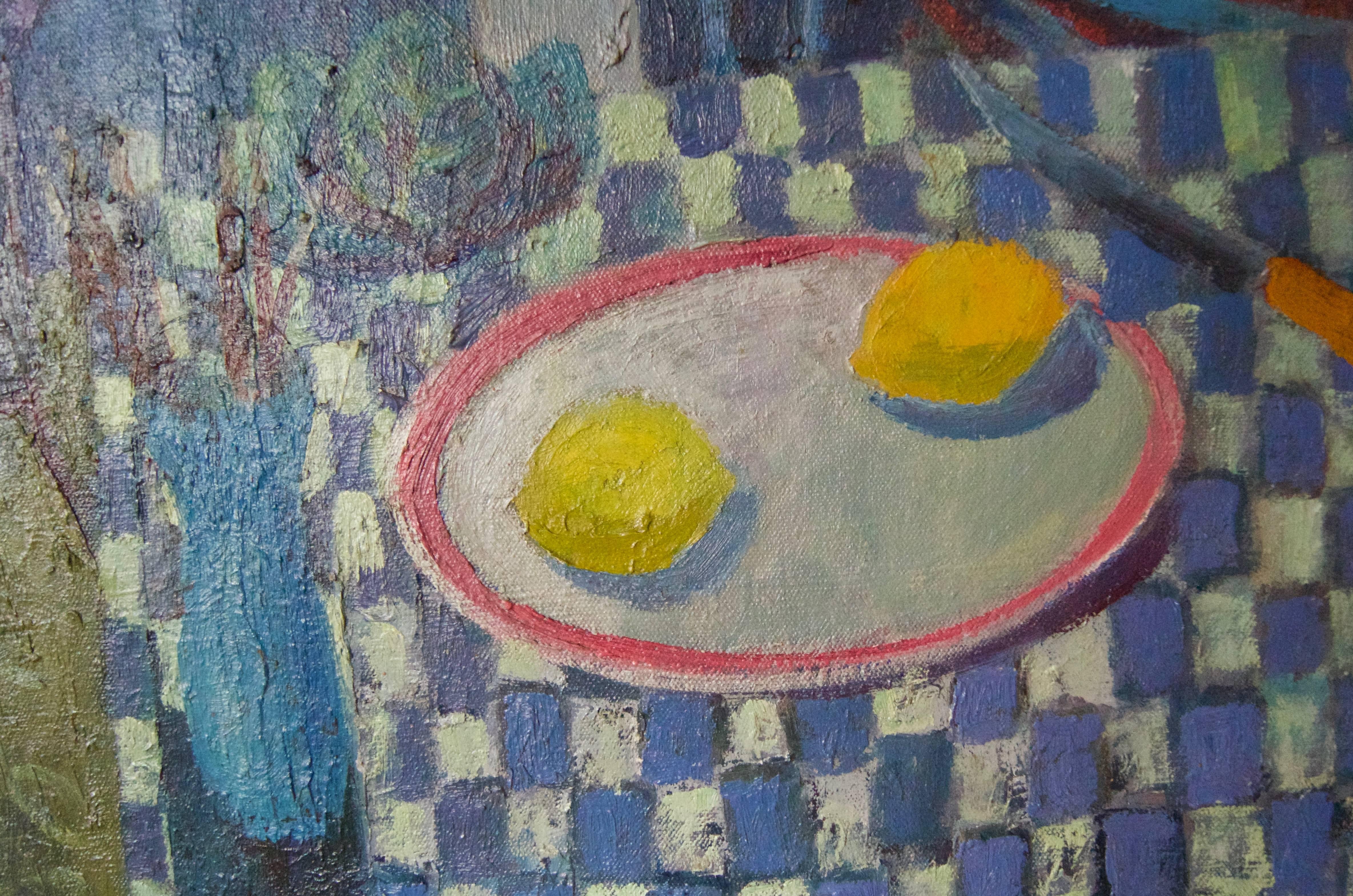 Pintura en la cocina - Óleo de finales del siglo XX de artista trabajando por Ruth Burden en venta 2