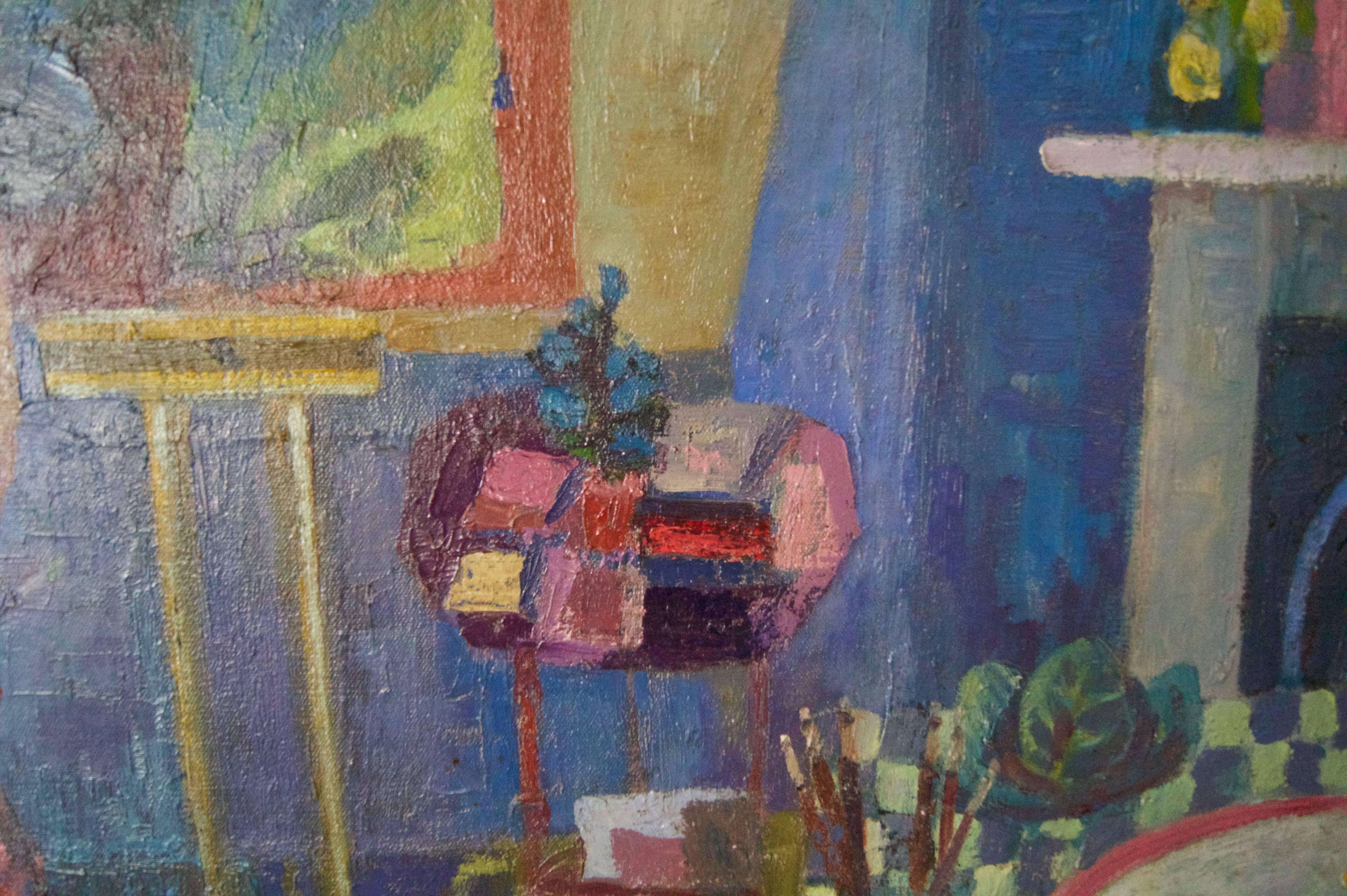 Pintura en la cocina - Óleo de finales del siglo XX de artista trabajando por Ruth Burden en venta 3