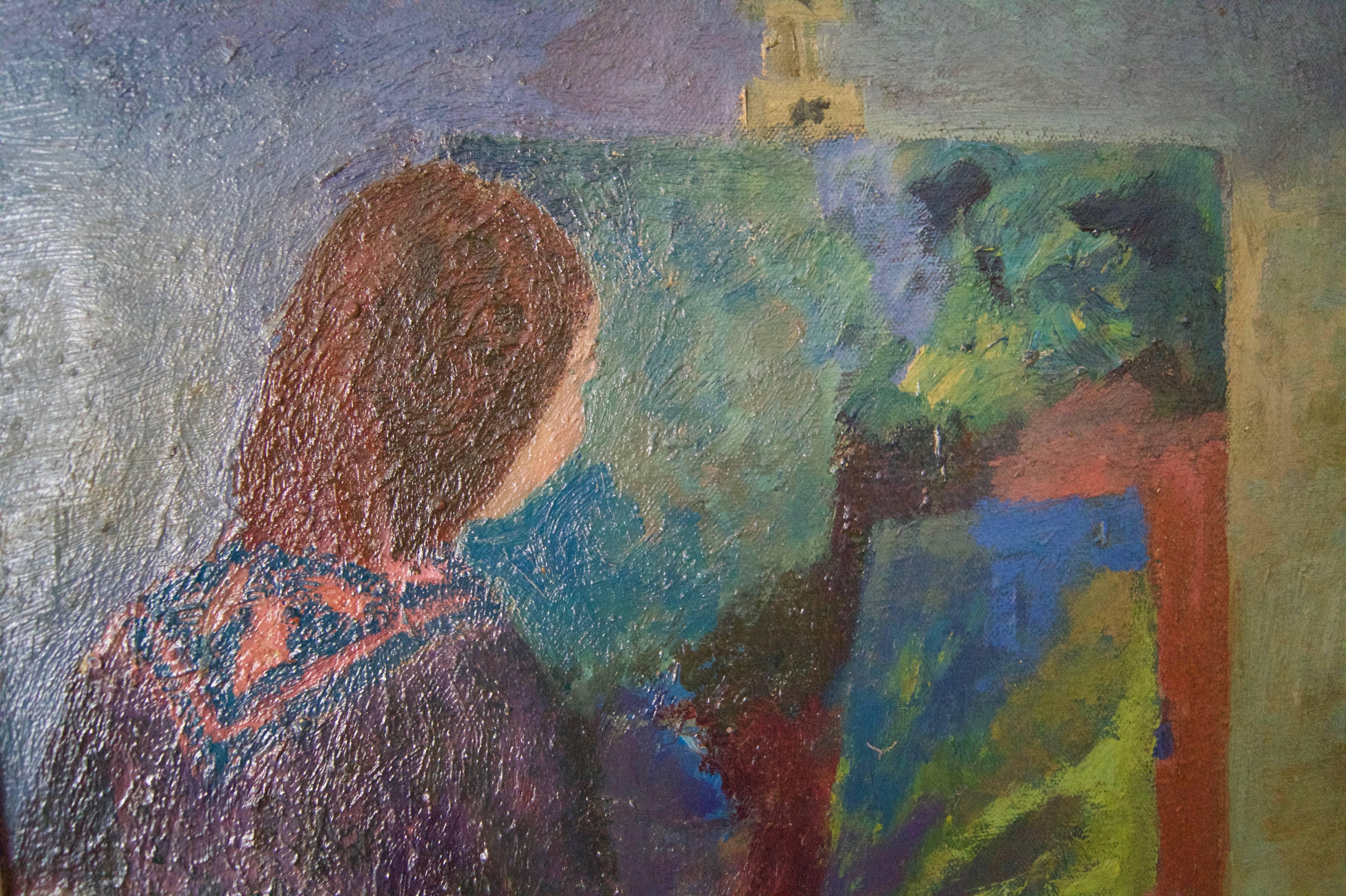 Pintura en la cocina - Óleo de finales del siglo XX de artista trabajando por Ruth Burden en venta 5