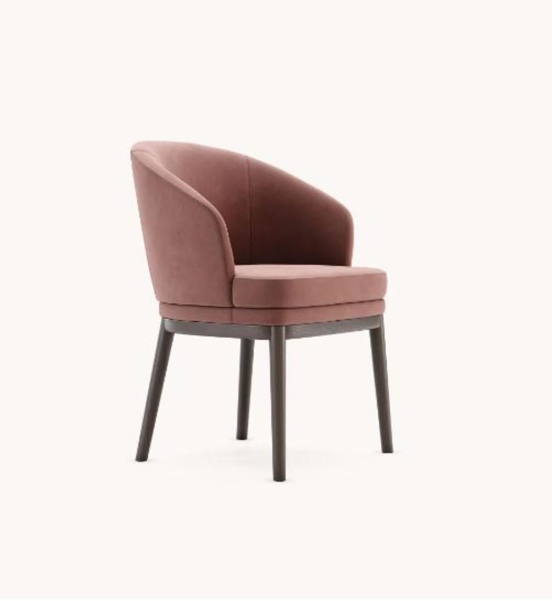Ruth chair by Domkapa
Materials: microfibers, Fumé stained beech.
Dimensions: W 63 x D 58 x H 82 cm.
Also available in different materials. 

Carter chair is the perfect combination between traditional and contemporary lines, thickness, and