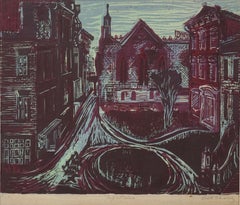 „Nightrise“ Public Works, Kunst, Farbholzschnitt