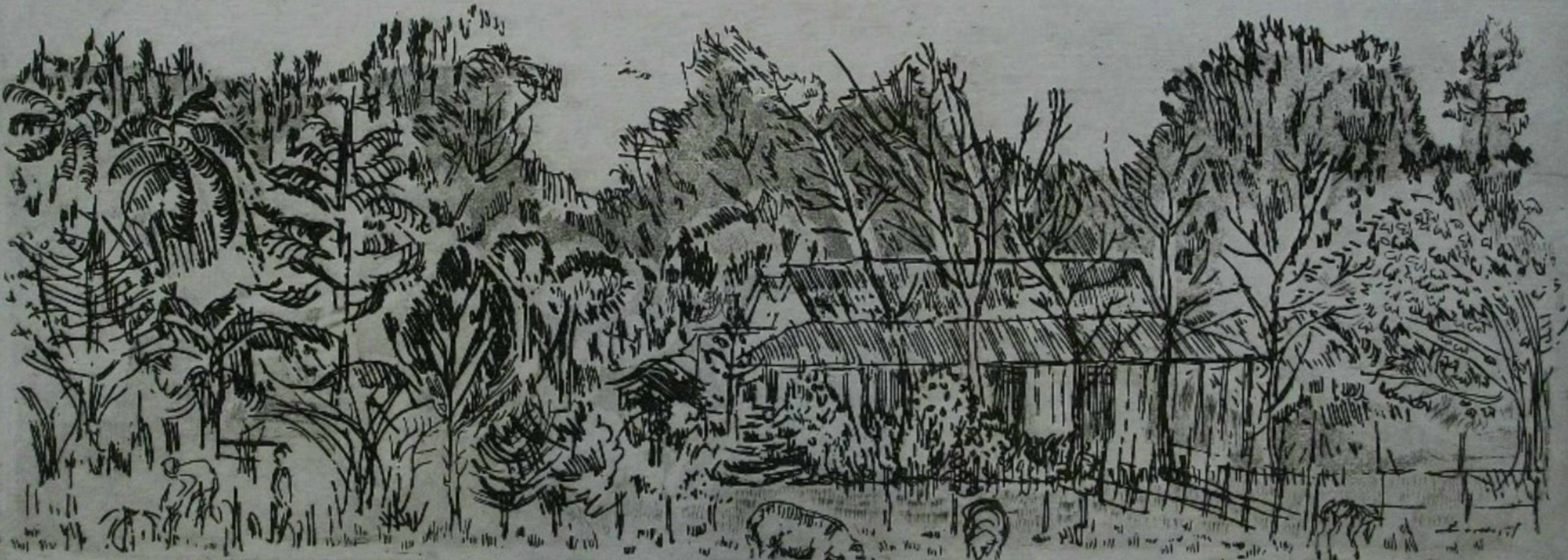 RUTH DAVEY - 
Homestead
 - Fine Art Engraving - New Zealand - Circa 1980
s For Sale