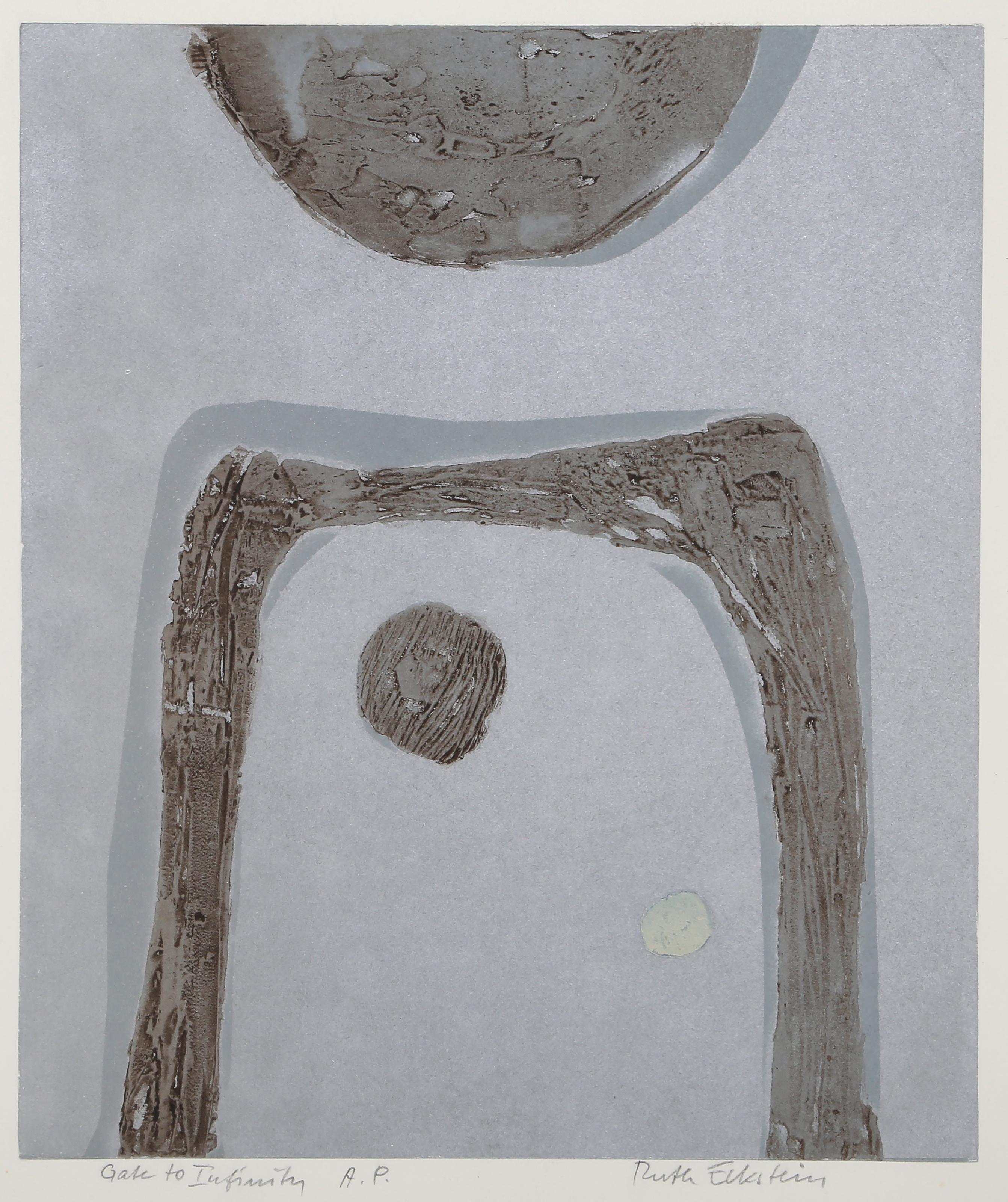 La porte de l'infini
Ruth Eckstein, Allemande (1916-2012)
Date : vers 1975
Gravure, signée et numérotée au crayon
Édition d'AP
Taille de l'image : 13.5 x 11.5 pouces
Taille : 16.5 x 14 in. (41.91 x 35.56 cm)