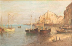 "Sailboats in an Italian Harbor" Impressionist European Seascape